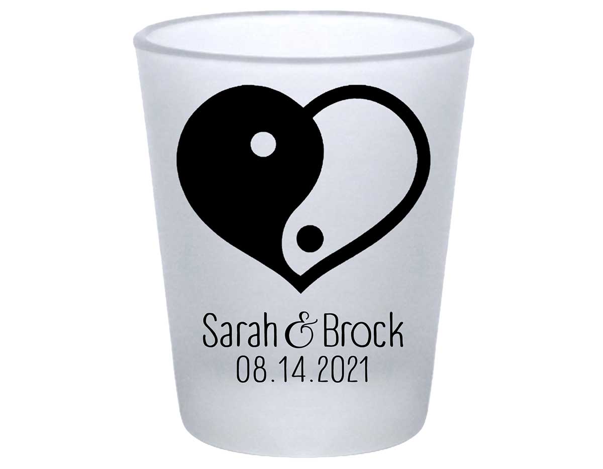Perfect Half 1A Yin Yang Standard 1.75oz Frosted Shot Glasses Zen Wedding Gifts for Guests