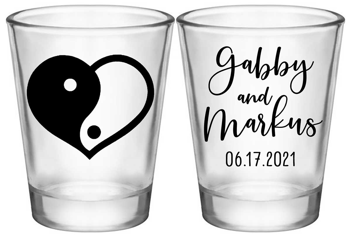 Perfect Half 1A2 Yin Yang Standard 1.75oz Clear Shot Glasses Zen Wedding Gifts for Guests