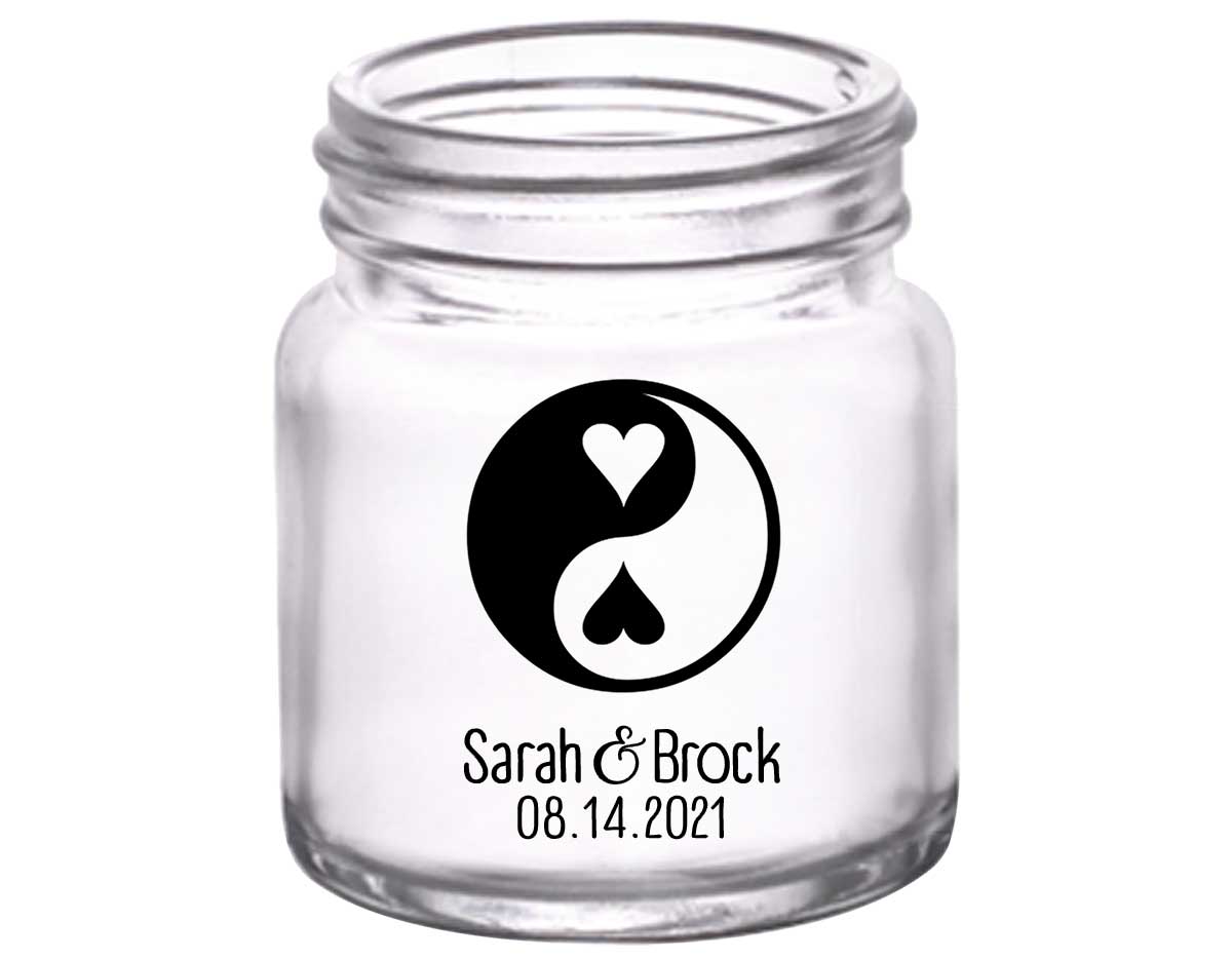 Perfect Half 1B Yin Yang 2oz Mini Mason Shot Glasses Zen Wedding Gifts for Guests