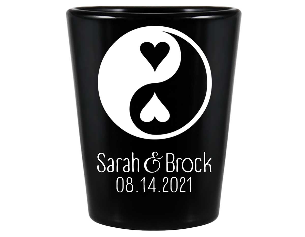 Perfect Half 1B Yin Yang Standard 1.5oz Black Shot Glasses Zen Wedding Gifts for Guests