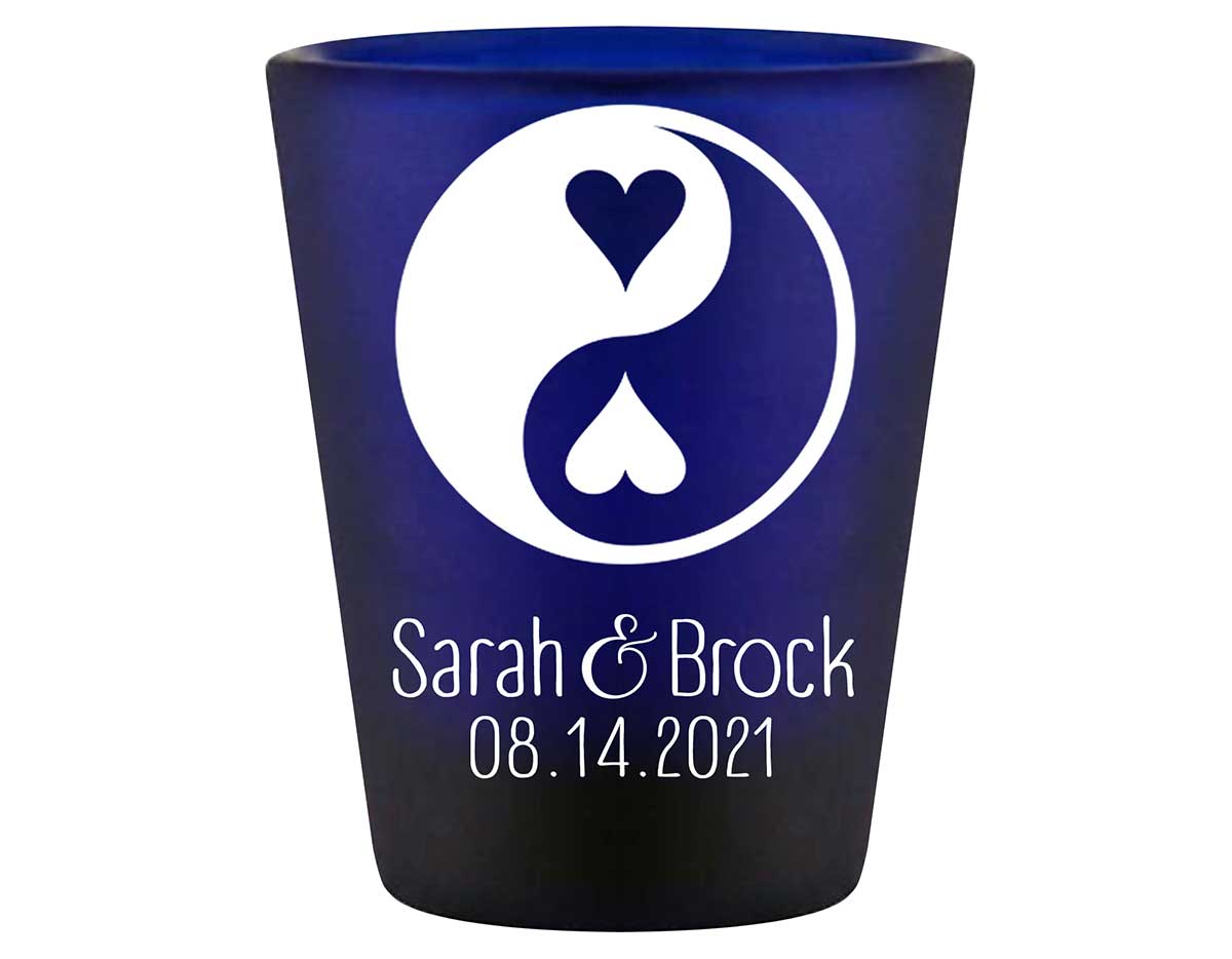 Perfect Half 1B Yin Yang Standard 1.5oz Blue Shot Glasses Zen Wedding Gifts for Guests