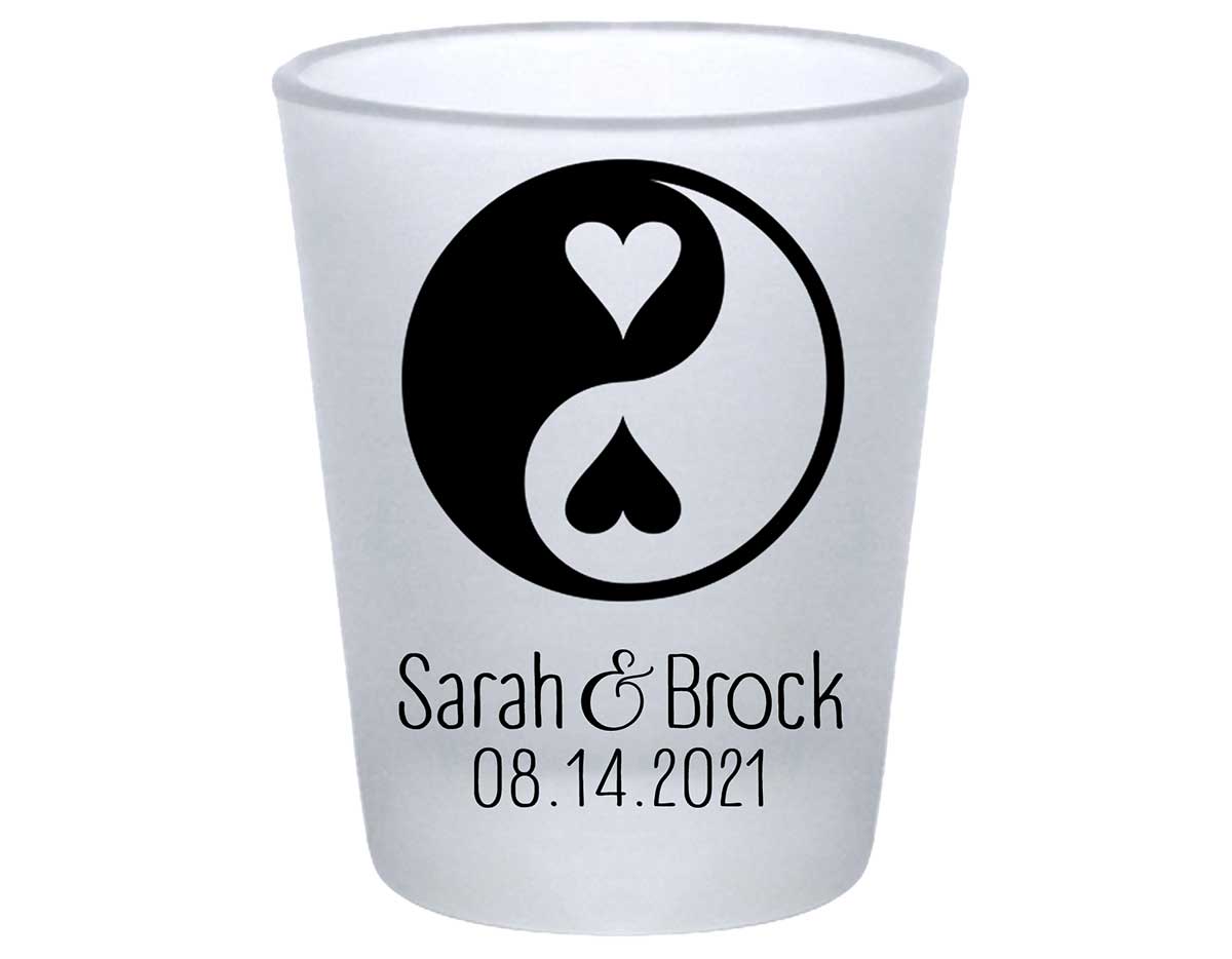 Perfect Half 1B Yin Yang Standard 1.75oz Frosted Shot Glasses Zen Wedding Gifts for Guests