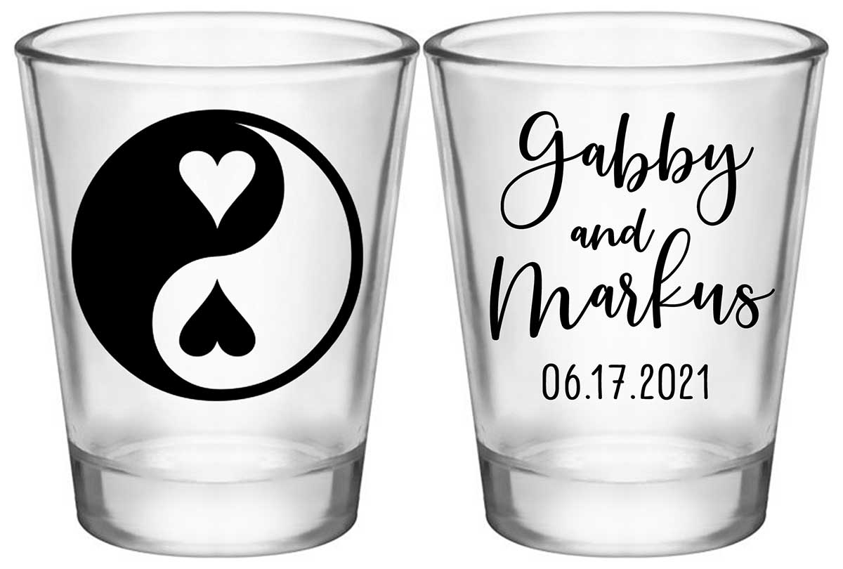 Perfect Half 1B2 Yin Yang Standard 1.75oz Clear Shot Glasses Zen Wedding Gifts for Guests