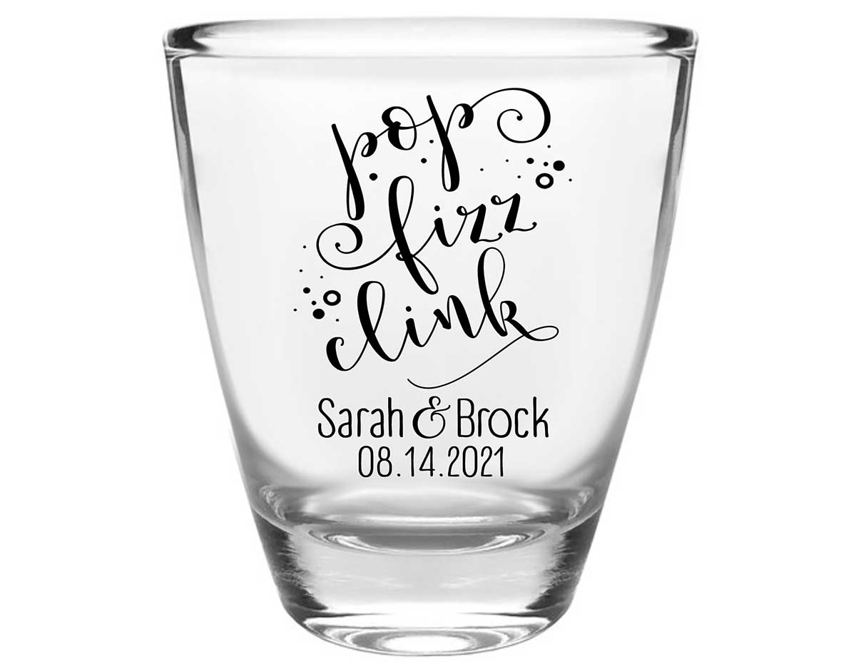 Pop Fizz Clink 1A Clear 1oz Round Barrel Shot Glasses New Years Eve Wedding Gifts for Guests
