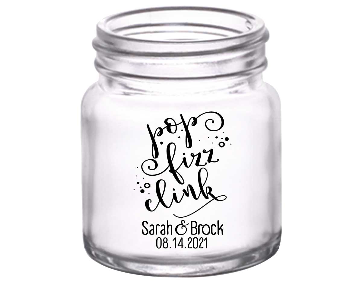 Pop Fizz Clink 1A 2oz Mini Mason Shot Glasses New Years Eve Wedding Gifts for Guests
