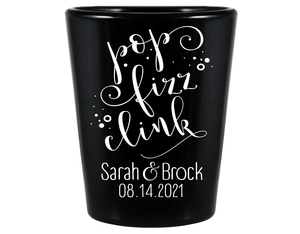 Pop Fizz Clink 1A Standard 1.5oz Black Shot Glasses New Years Eve Wedding Gifts for Guests