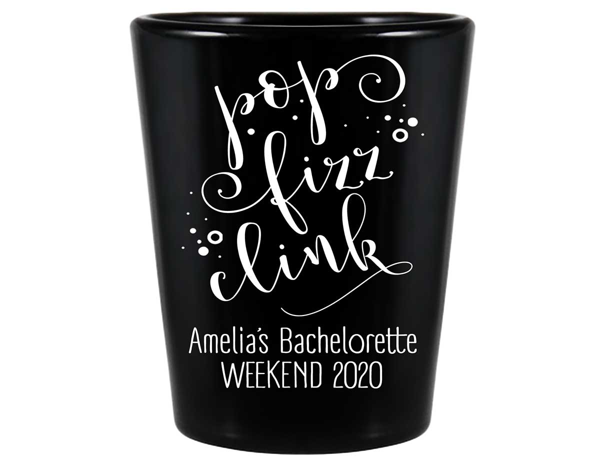 Pop Fizz Clink Bachelorette 1A Standard 1.5oz Black Shot Glasses Personalized Bachelorette Party Gifts for Guests