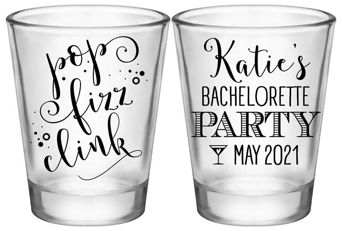 Pop Fizz Clink Bachelorette 1A2 Standard 1.75oz Clear Shot Glasses Personalized Bachelorette Party Gifts for Guests