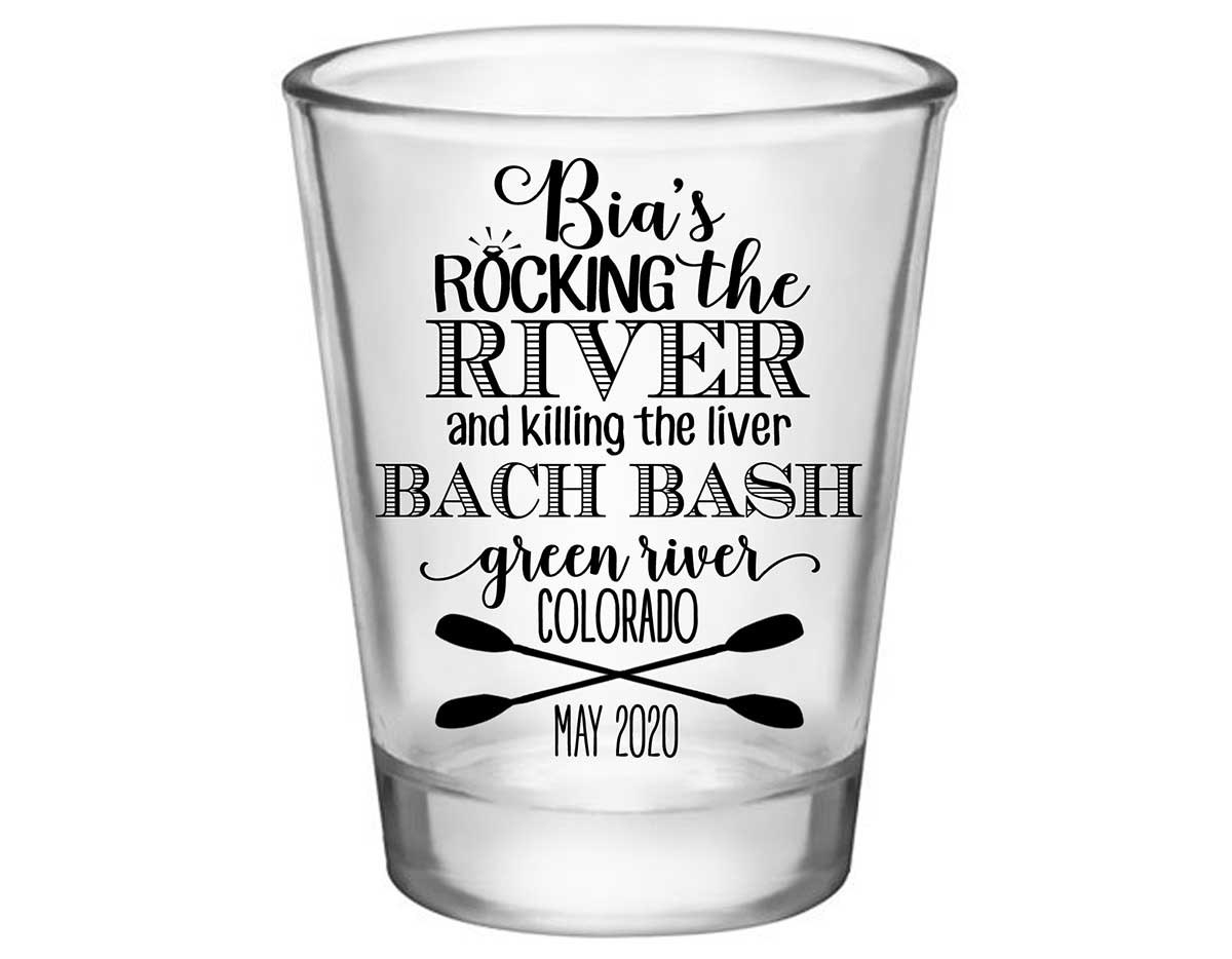 Rocking The River & Killing The Liver 1A Standard 1.75oz Clear Shot Glasses Rafting Bachelorette Party Gifts for Guests