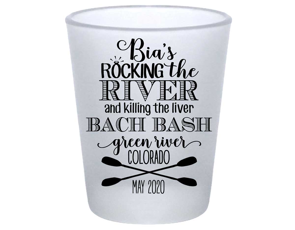 Rocking The River & Killing The Liver 1A Standard 1.75oz Frosted Shot Glasses Rafting Bachelorette Party Gifts for Guests