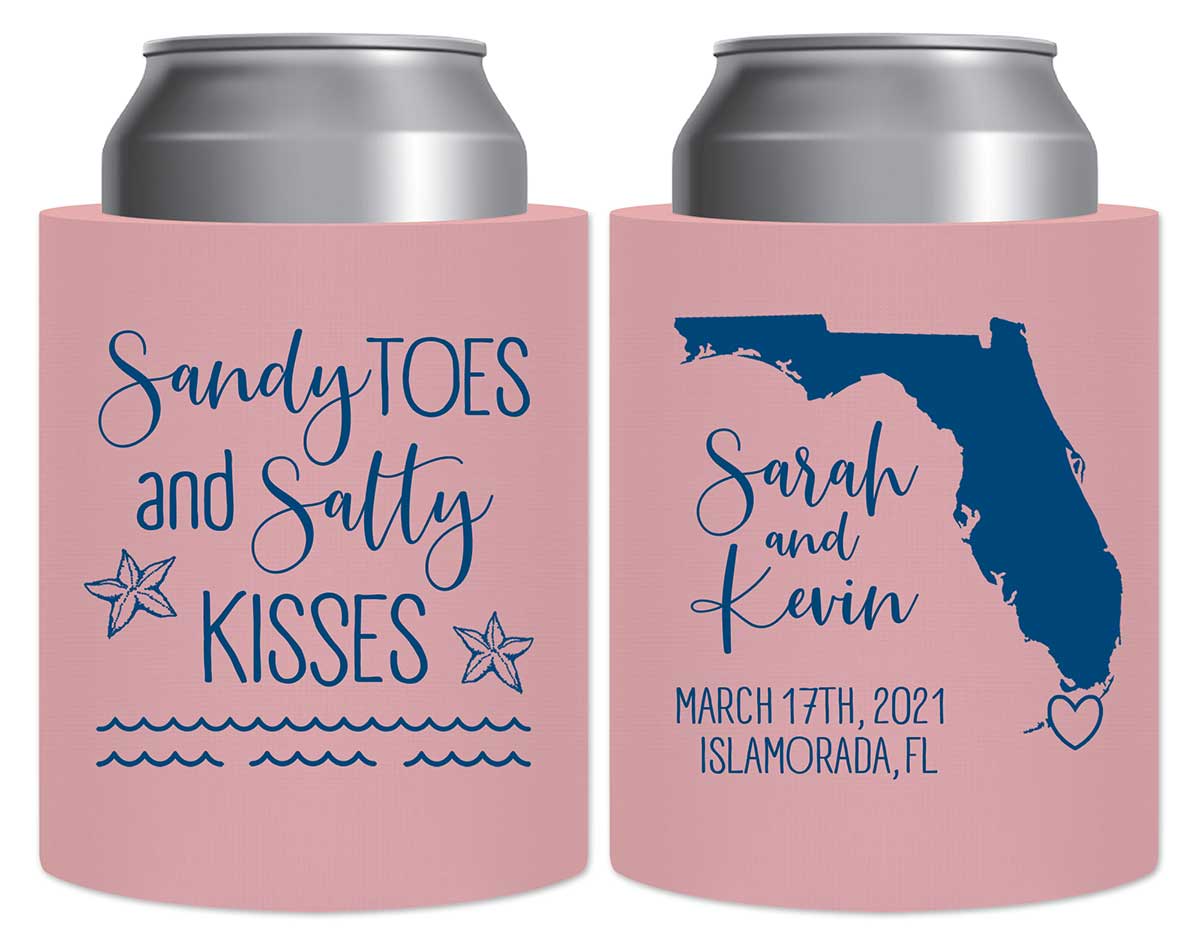 Sandy Toes & Salty Kisses 1A Thick Foam Can Koozies Beach Wedding Gifts for Guests