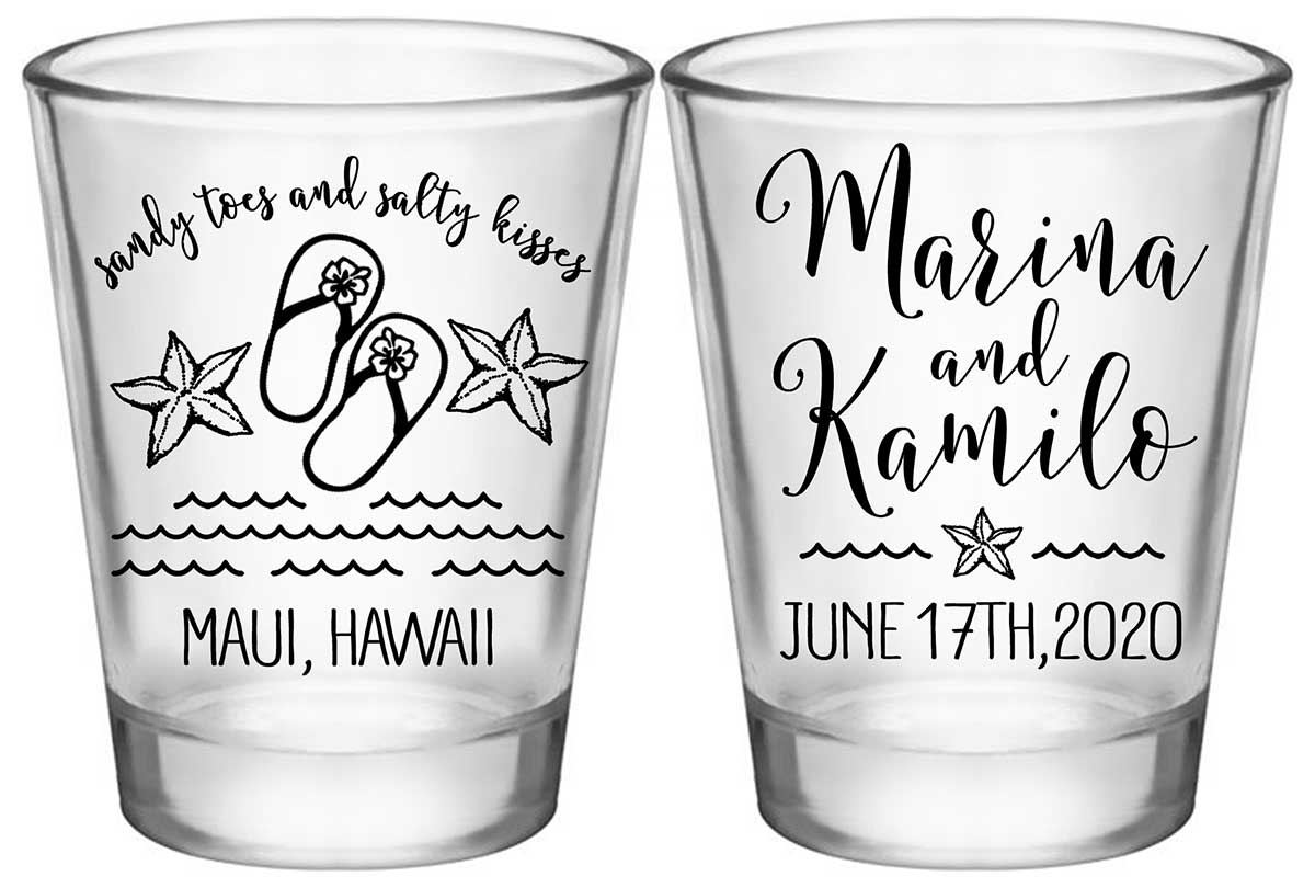 Sandy Toes & Salty Kisses 2A2 Standard 1.75oz Clear Shot Glasses Beach Wedding Gifts for Guests