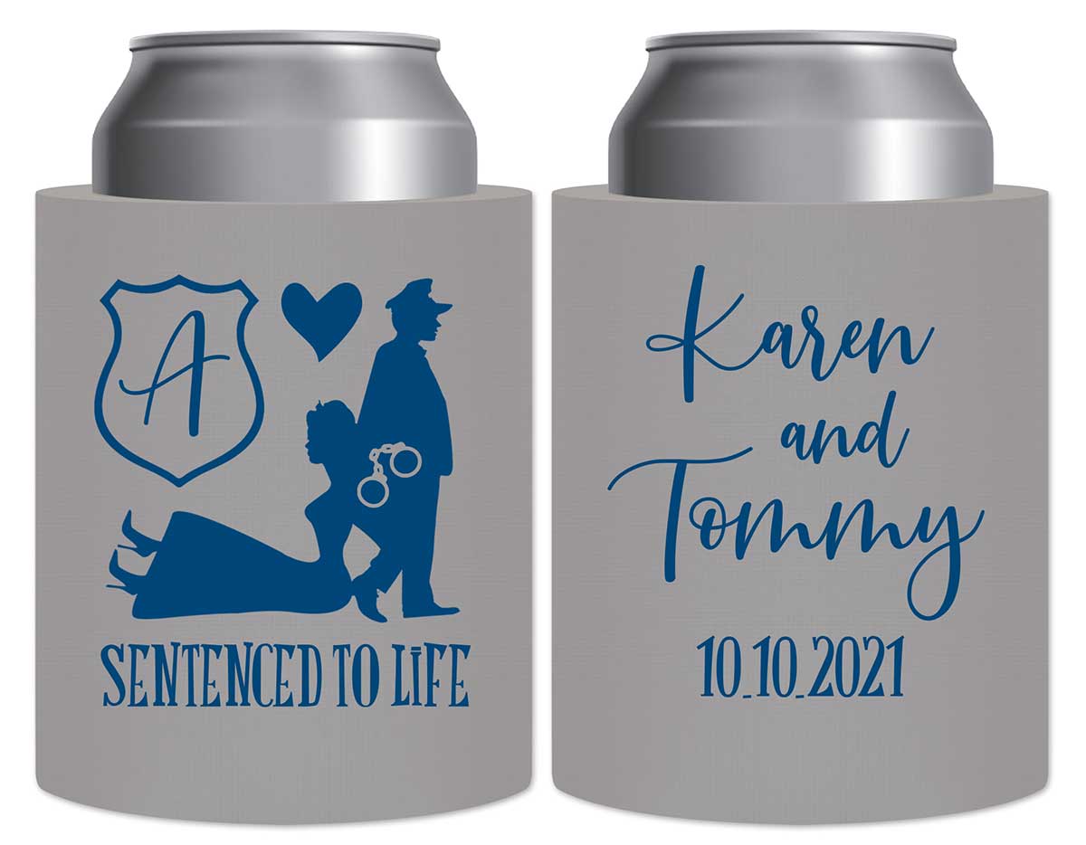 Sentenced To Life 1B Policeman Wedding Thick Foam Can Koozies Cop Wedding Gifts for Guests