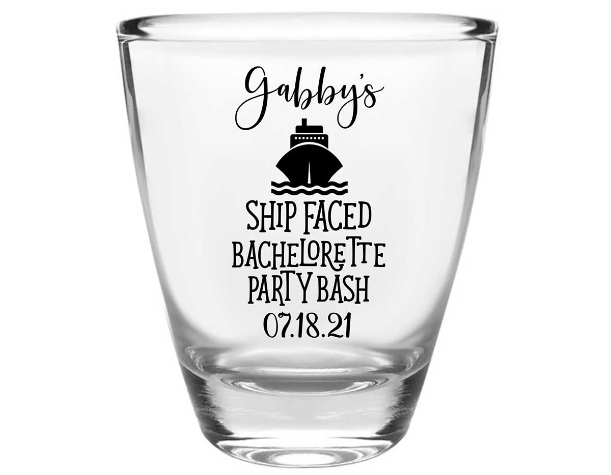 Ship Faced Nautical Bachelorette 1A Clear 1oz Round Barrel Shot Glasses Boat Bachelorette Party Gifts for Guests
