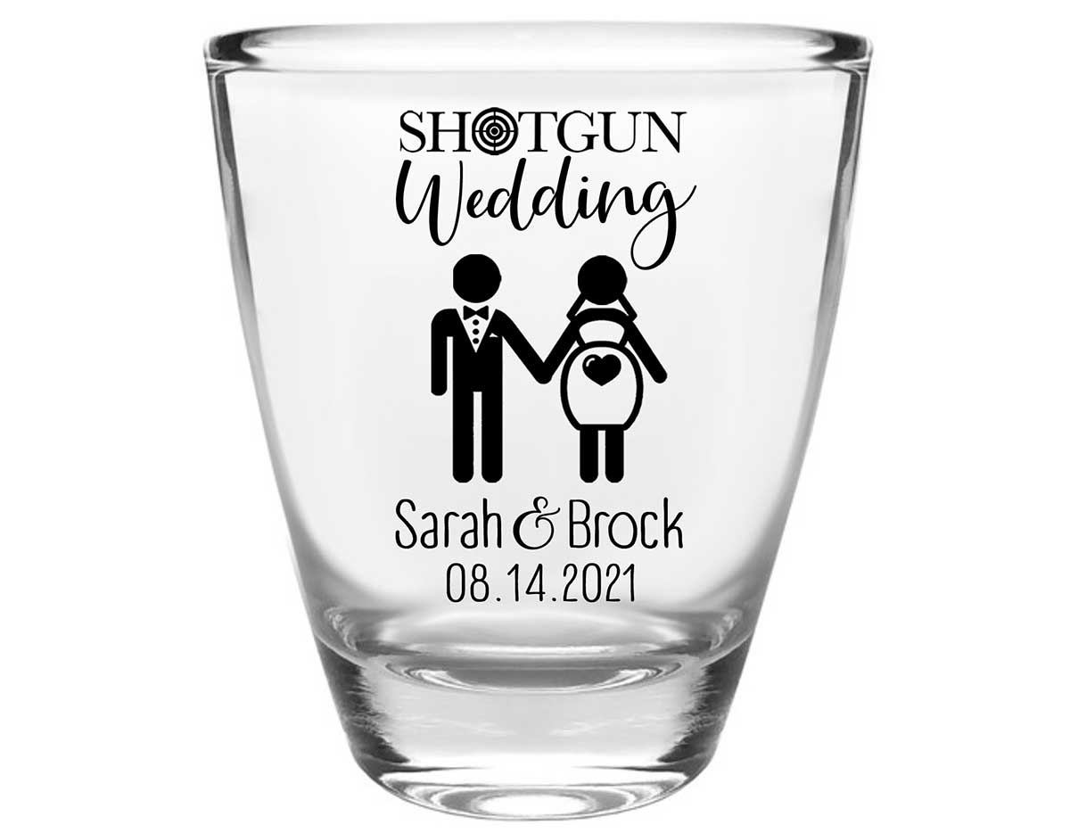 Shotgun Wedding 1A Clear 1oz Round Barrel Shot Glasses Pregnant Bride Wedding Gifts for Guests