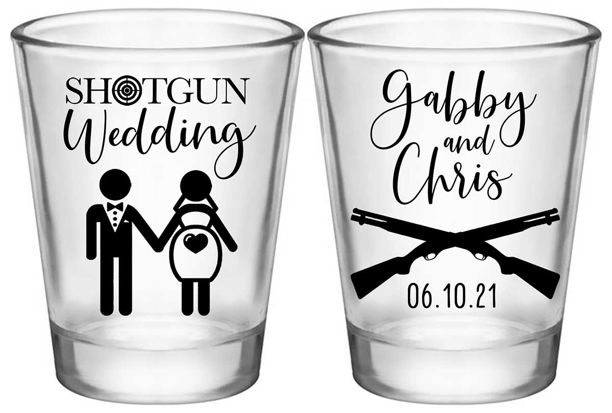 Shotgun Wedding 1A2 Standard 1.75oz Clear Shot Glasses Pregnant Bride Wedding Gifts for Guests
