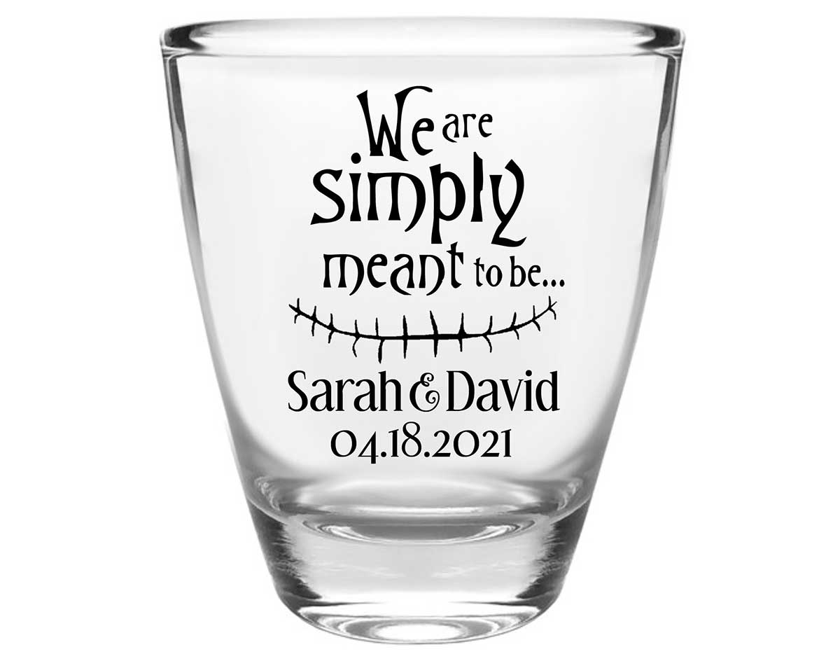 Simply Meant To Be 1A Clear 1oz Round Barrel Shot Glasses Halloween Wedding Gifts for Guests