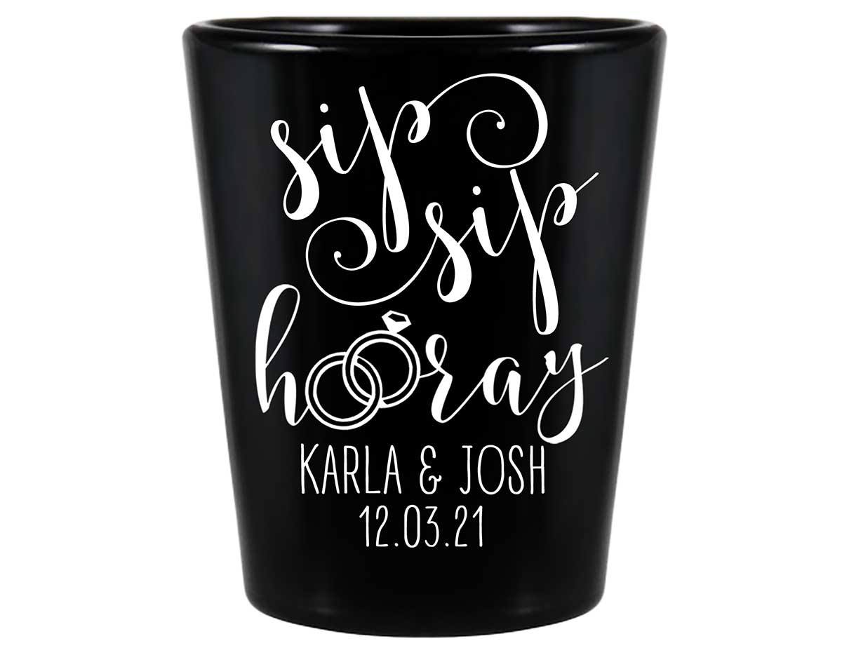 Sip Sip Hooray 1B Standard 1.5oz Black Shot Glasses Personalized Wedding Gifts for Guests