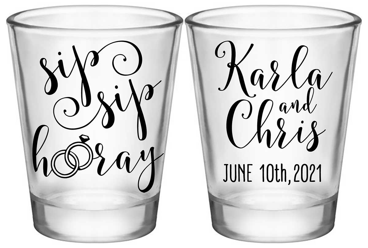 Sip Sip Hooray 1B2 Standard 1.75oz Clear Shot Glasses Personalized Wedding Gifts for Guests