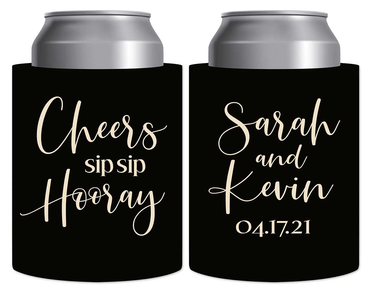 Sip Sip Hooray 2A Thick Foam Can Koozies Personalized Wedding Gifts for Guests