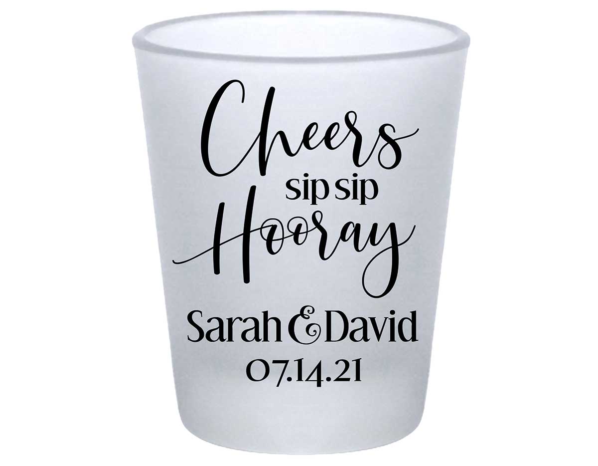 Sip Sip Hooray 2A Standard 1.75oz Frosted Shot Glasses Personalized Wedding Gifts for Guests