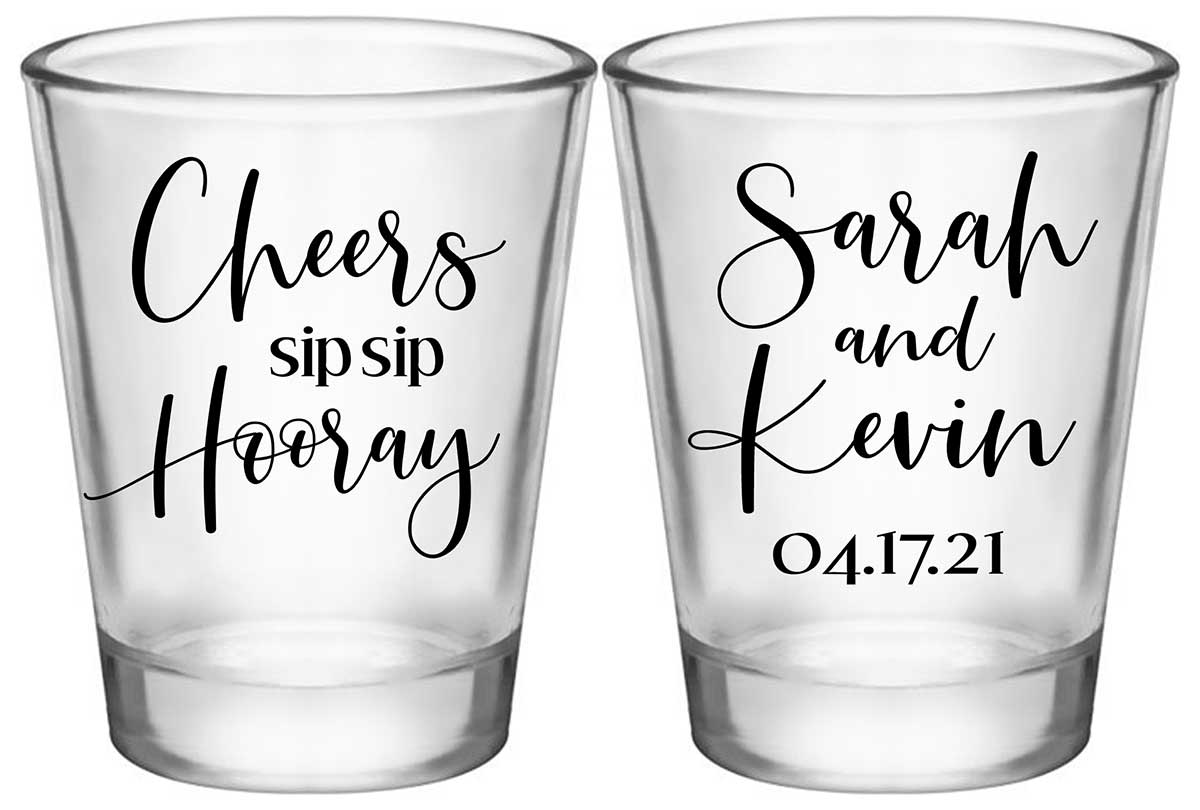 Sip Sip Hooray 2A2 Standard 1.75oz Clear Shot Glasses Personalized Wedding Gifts for Guests