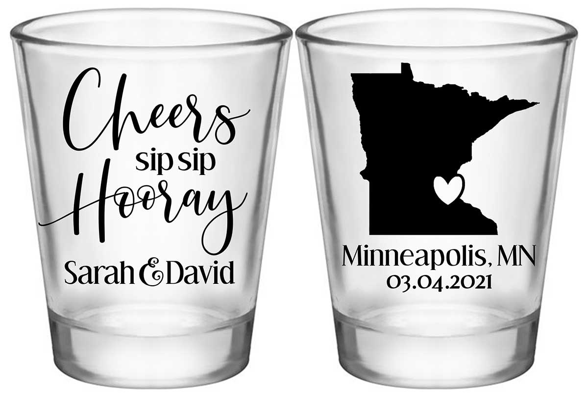 Sip Sip Hooray 2B2 Any Map Standard 1.75oz Clear Shot Glasses Destination Wedding Gifts for Guests