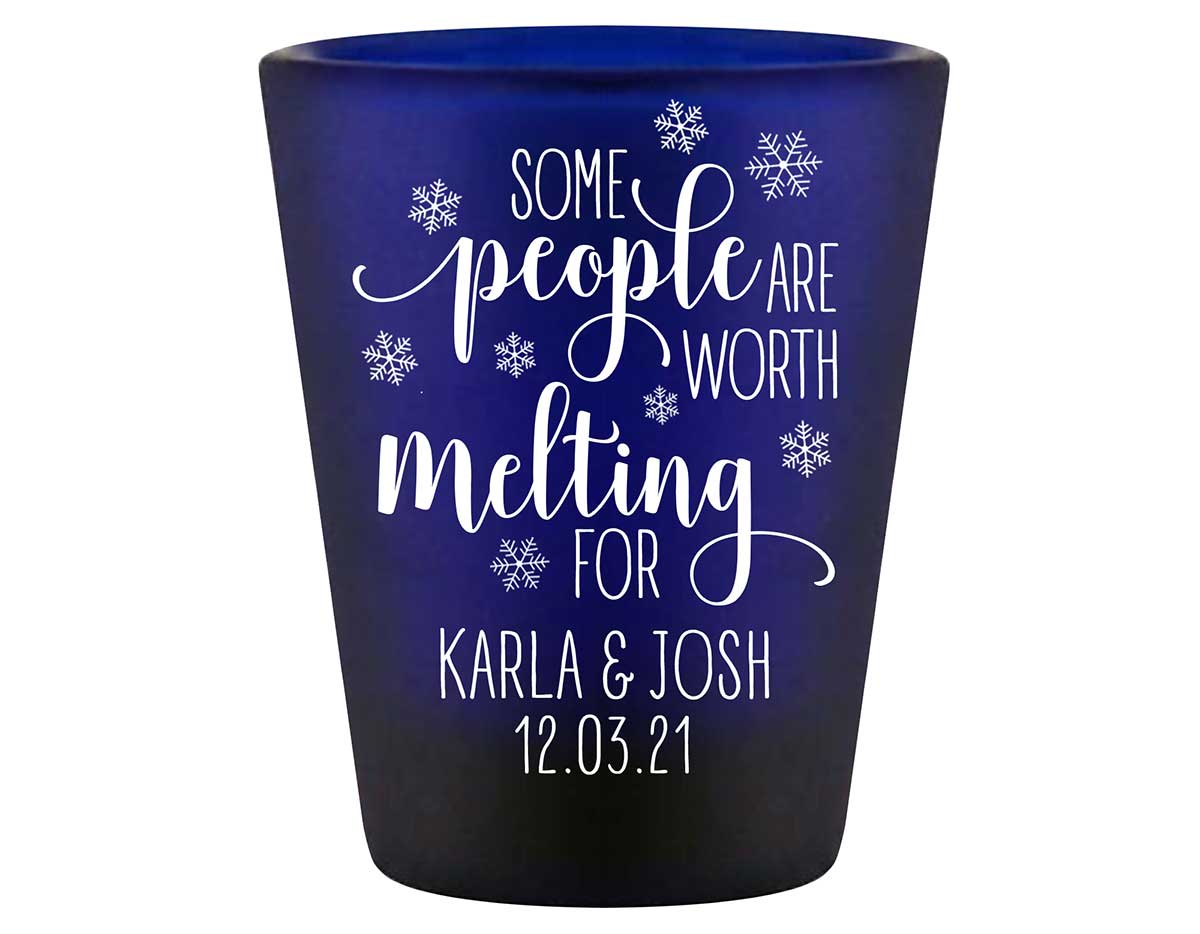 Some People Are Worth Melting For 1A Standard 1.5oz Blue Shot Glasses Winter Wedding Gifts for Guests