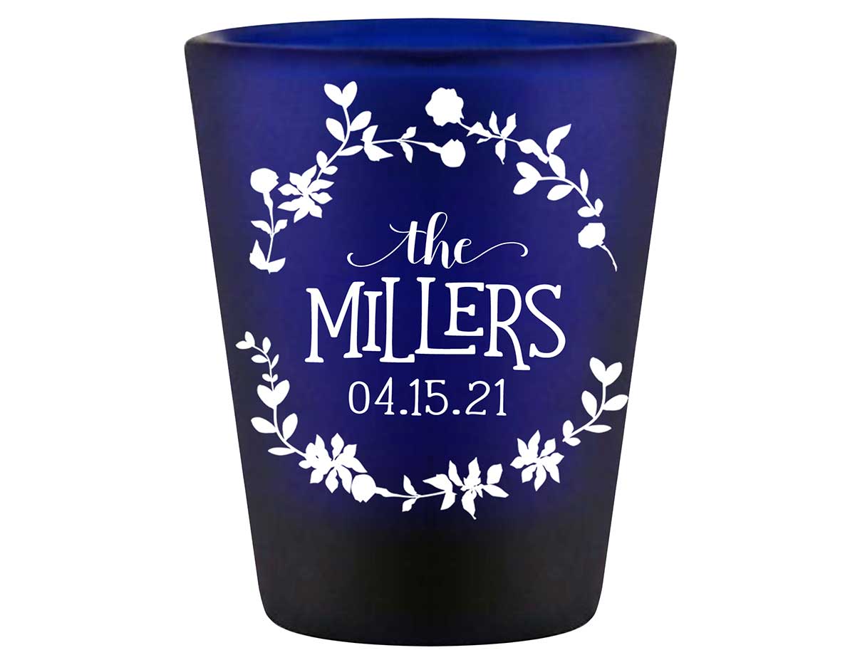 Spring Love 1A Floral Standard 1.5oz Blue Shot Glasses Floral Wedding Gifts for Guests