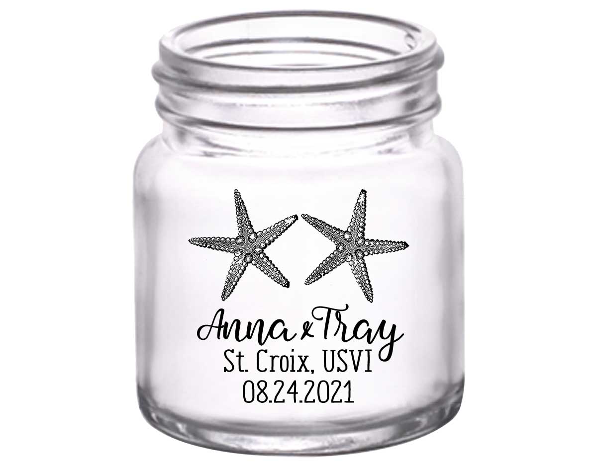 Starfish 1A 2oz Mini Mason Shot Glasses Beach Wedding Gifts for Guests