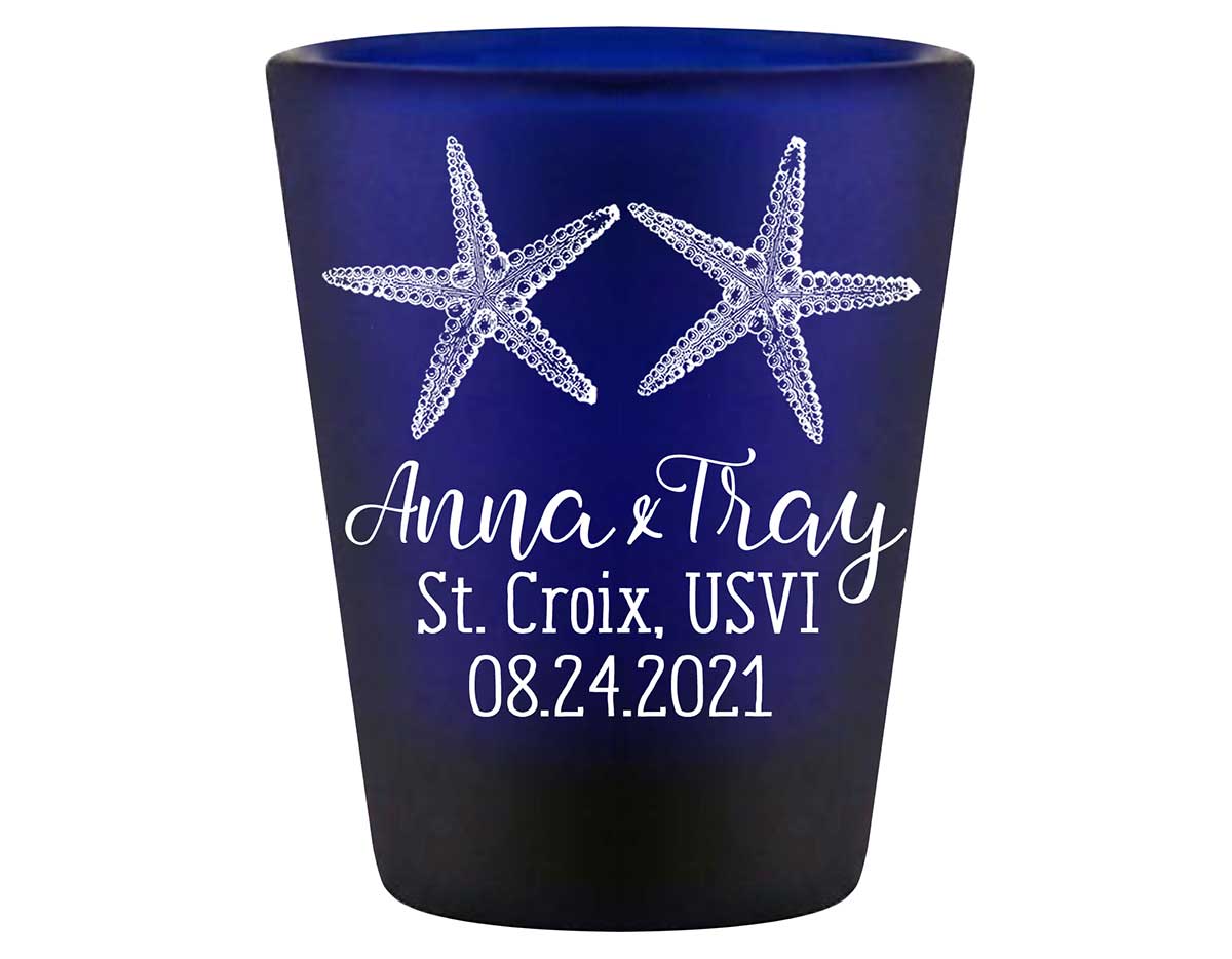 Starfish 1A Standard 1.5oz Blue Shot Glasses Beach Wedding Gifts for Guests