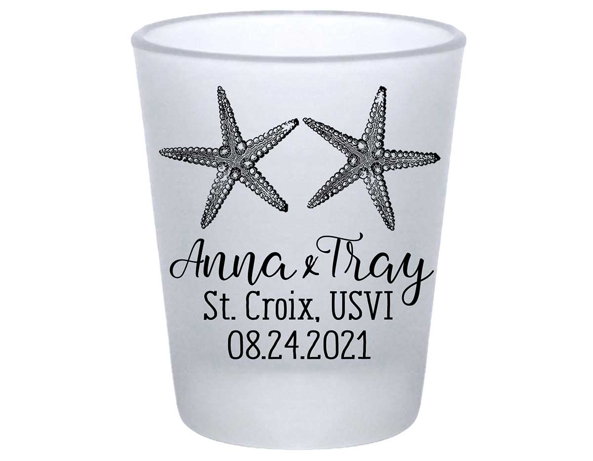 Starfish 1A Standard 1.75oz Frosted Shot Glasses Beach Wedding Gifts for Guests