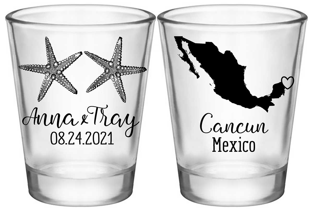 Starfish 1A2 Any Map Standard 1.75oz Clear Shot Glasses Beach Wedding Gifts for Guests