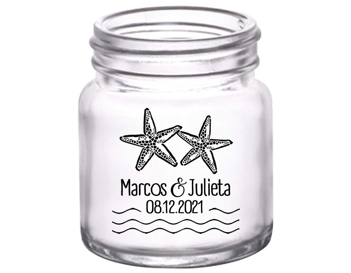 Starfish 2A 2oz Mini Mason Shot Glasses Beach Wedding Gifts for Guests