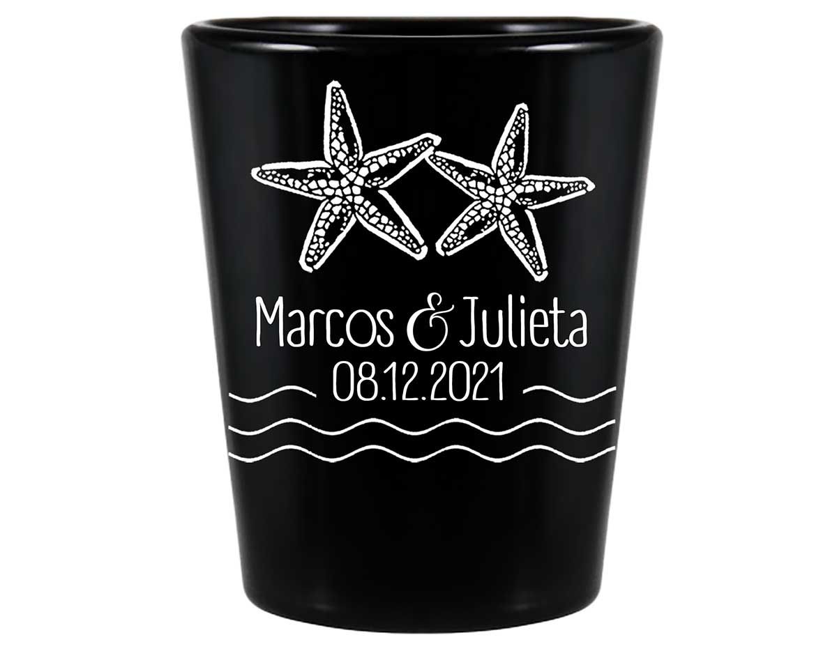 Starfish 2A Standard 1.5oz Black Shot Glasses Beach Wedding Gifts for Guests