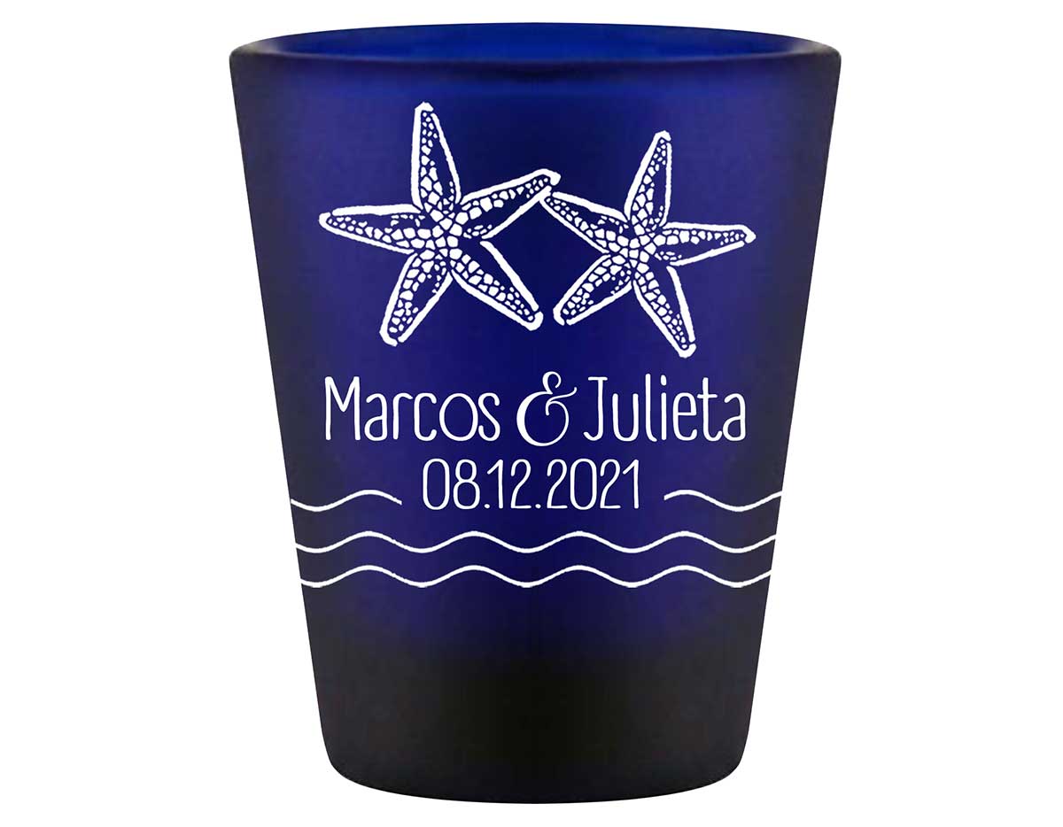 Starfish 2A Standard 1.5oz Blue Shot Glasses Beach Wedding Gifts for Guests