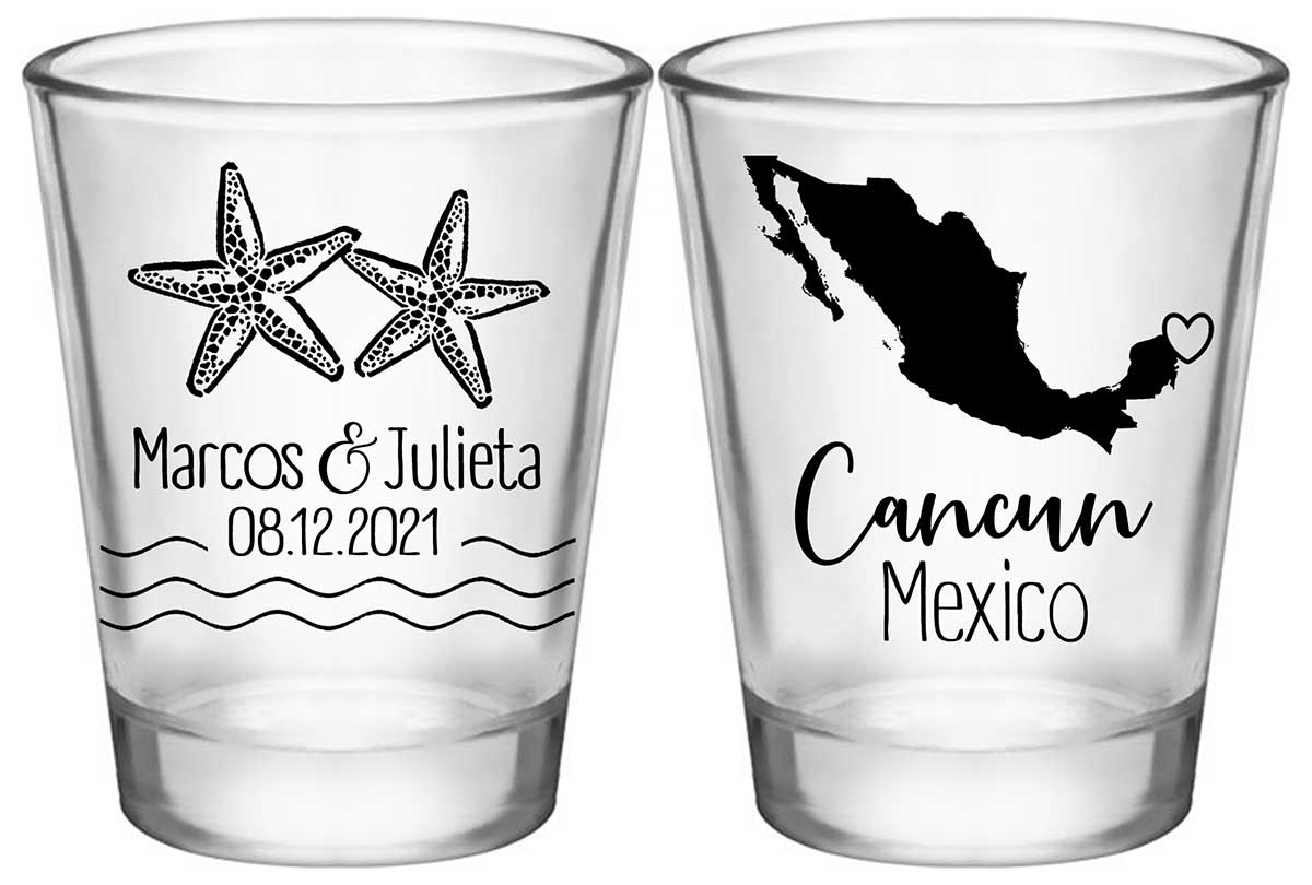 Starfish 2B2 Any Map Standard 1.75oz Clear Shot Glasses Beach Wedding Gifts for Guests