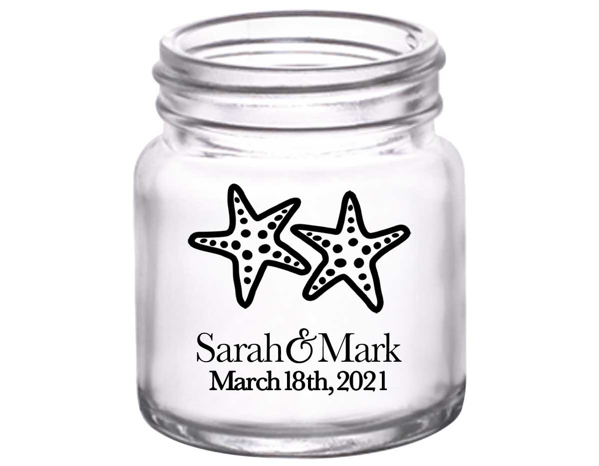 Starfish 3A 2oz Mini Mason Shot Glasses Beach Wedding Gifts for Guests