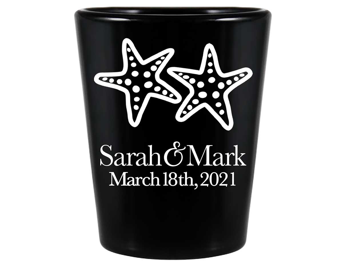 Starfish 3A Standard 1.5oz Black Shot Glasses Beach Wedding Gifts for Guests