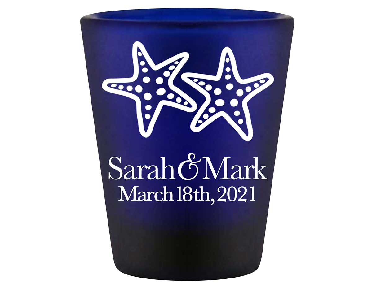 Starfish 3A Standard 1.5oz Blue Shot Glasses Beach Wedding Gifts for Guests