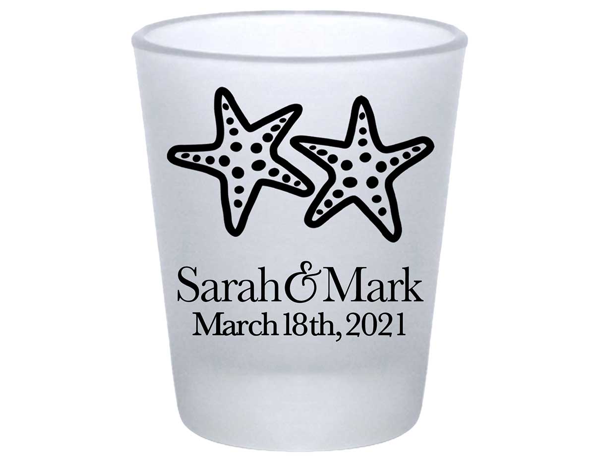 Starfish 3A Standard 1.75oz Frosted Shot Glasses Beach Wedding Gifts for Guests