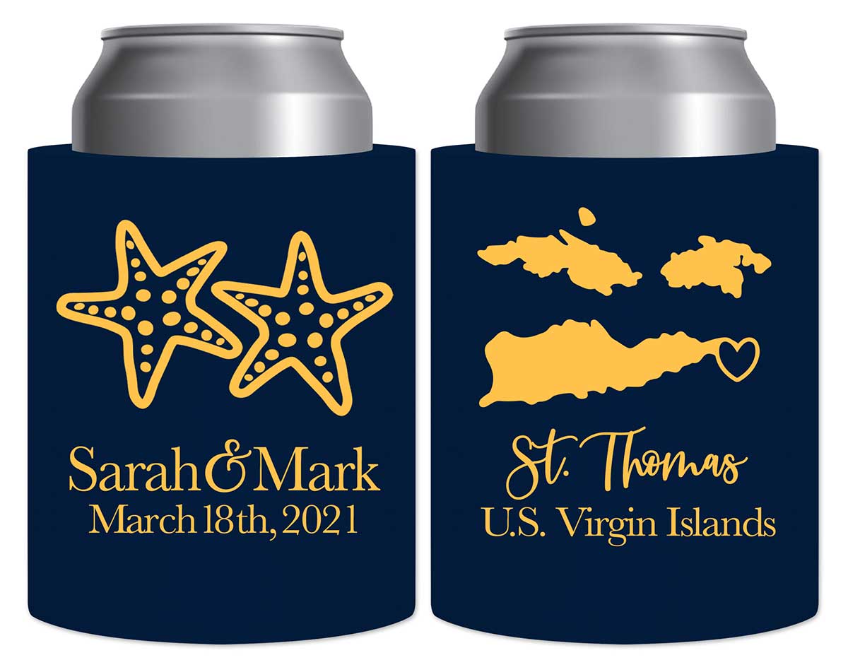 Starfish 3B Any Map Thick Foam Can Koozies Beach Wedding Gifts for Guests