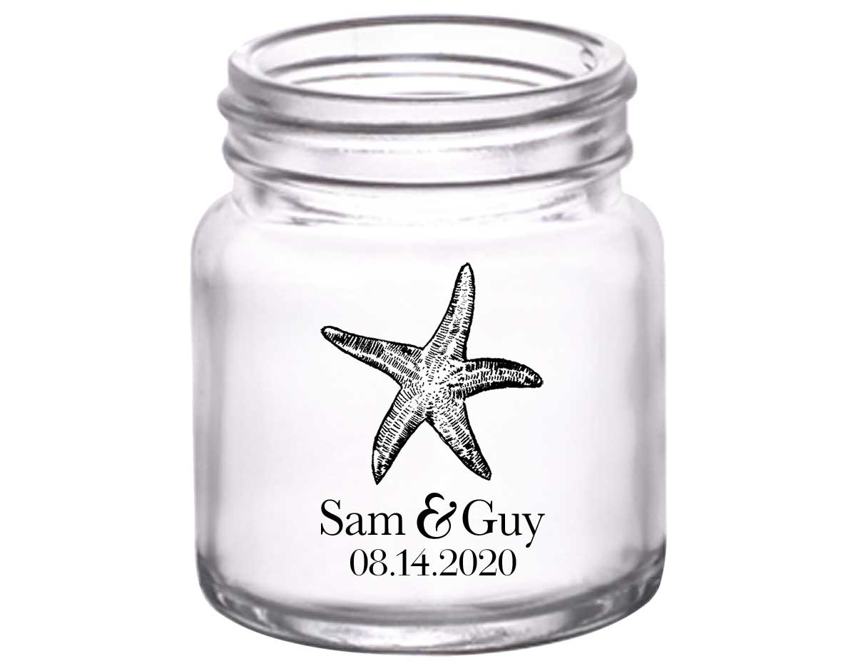 Starfish 4A 2oz Mini Mason Shot Glasses Beach Wedding Gifts for Guests