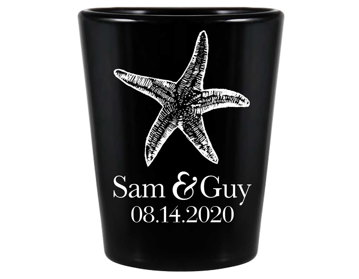 Starfish 4A Standard 1.5oz Black Shot Glasses Beach Wedding Gifts for Guests