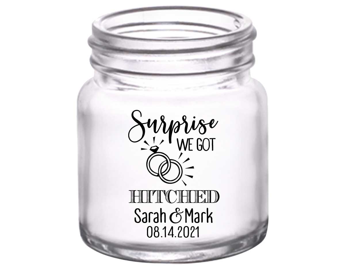 Surprise We Got Hitched 1A 2oz Mini Mason Shot Glasses Surprise Wedding Gifts for Guests