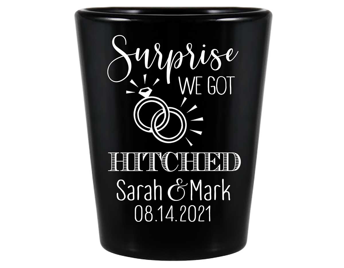 Surprise We Got Hitched 1A Standard 1.5oz Black Shot Glasses Surprise Wedding Gifts for Guests