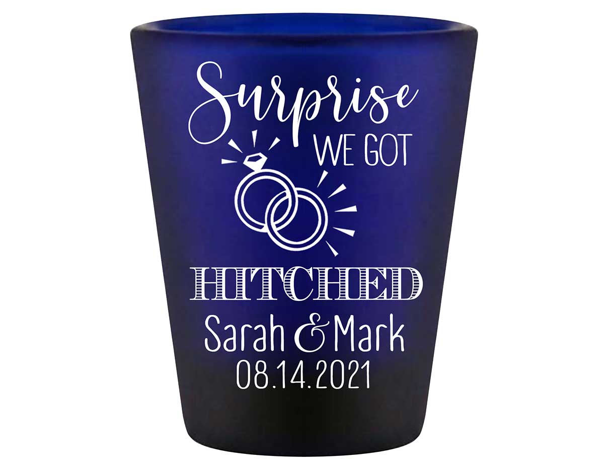Surprise We Got Hitched 1A Standard 1.5oz Blue Shot Glasses Surprise Wedding Gifts for Guests
