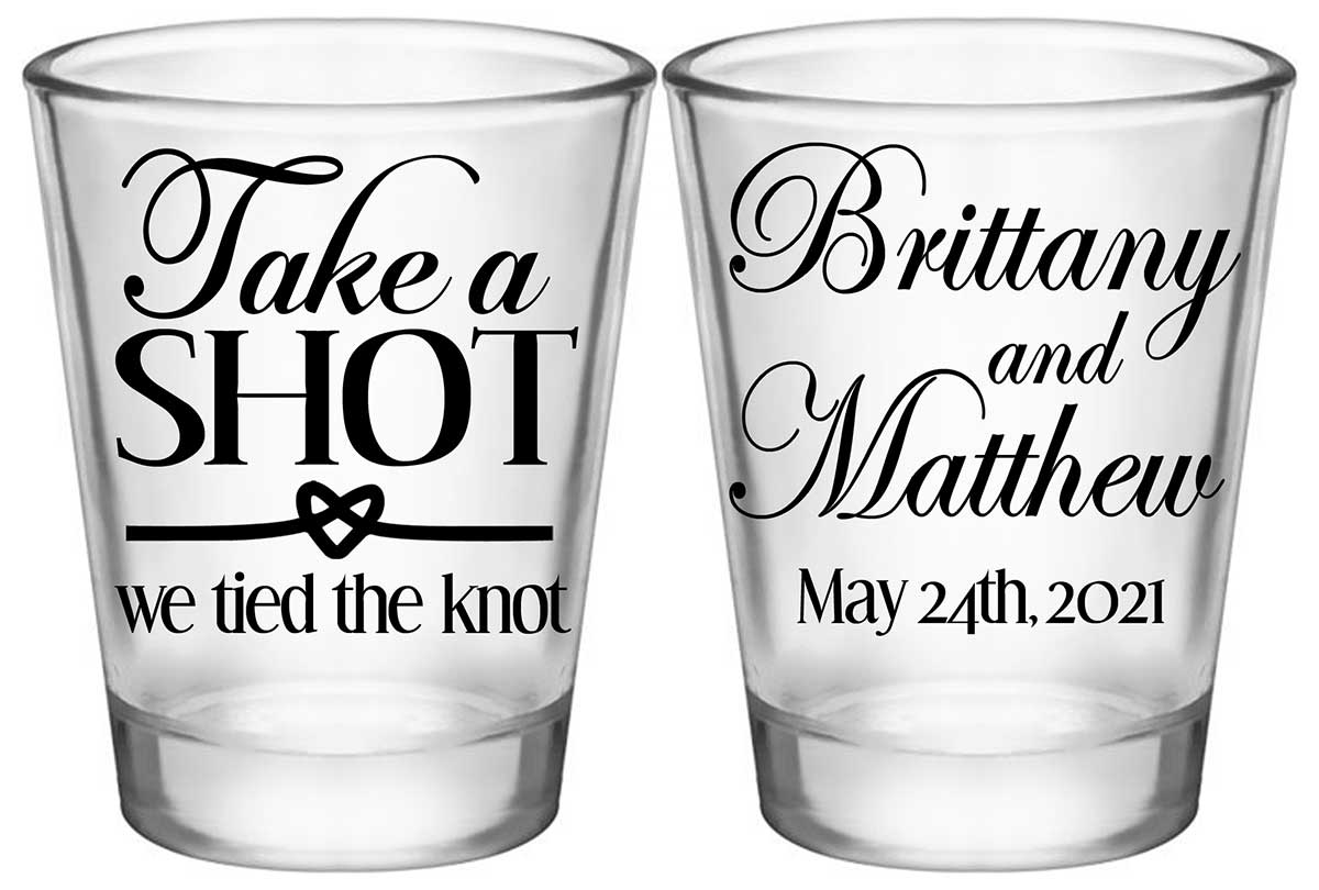 Take A Shot We Tied The Knot 1A2 Standard 1.75oz Clear Shot Glasses Nautical Wedding Gifts for Guests