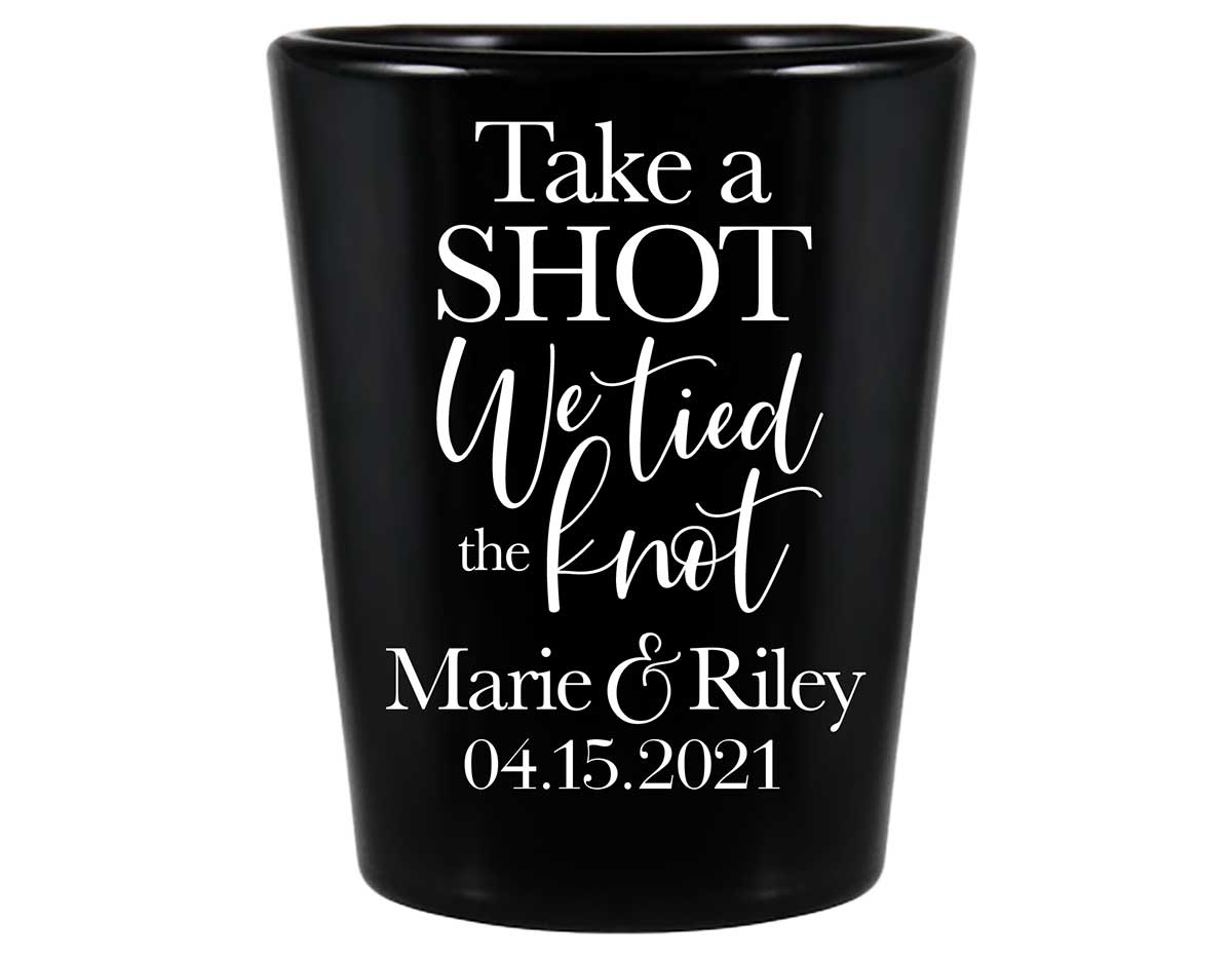 Take A Shot We Tied The Knot 2A Standard 1.5oz Black Shot Glasses Rustic Wedding Gifts for Guests