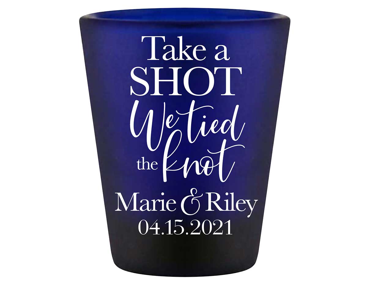 Take A Shot We Tied The Knot 2A Standard 1.5oz Blue Shot Glasses Rustic Wedding Gifts for Guests